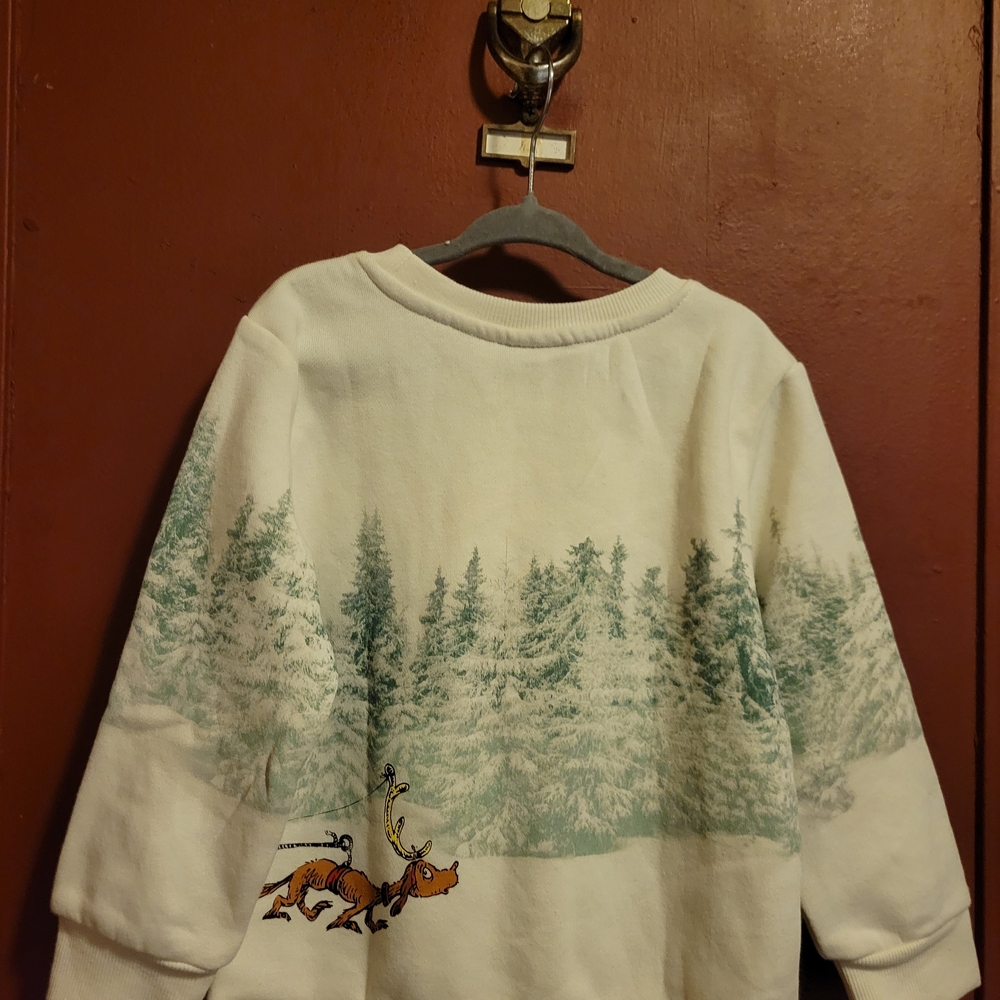 The Grinch Front & Back Graphic Sweatshirt with Reindeer Design SZ 4T